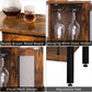 Wine Bar Cabinet Table with Wine Rack & Glass Holder, Industrial Wood Coffee Bar