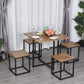 NEW! 5 PCS Industrial Table & Stool Set w/Metal Frame Home Dining Stylish Square Compact Seat
