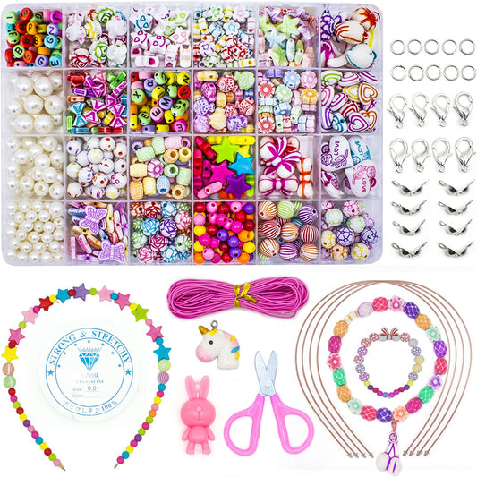 DIY Beads for Jewellery Bracelet Necklaces String Making Kit Gift  For Kids Teens