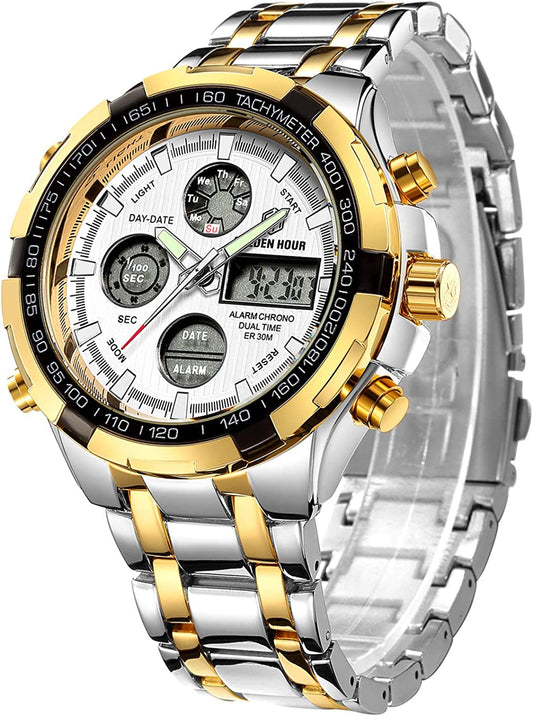 SALE! Fashion Mens Watches Stainless Steel Heavy Sport Chronograph Waterproof FREE SHIPPING