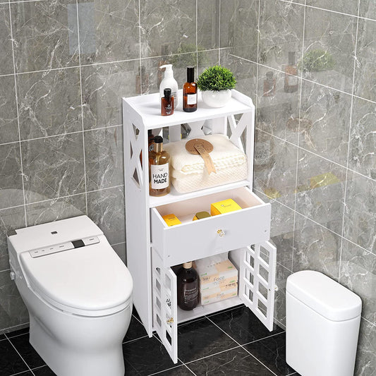 Bathroom Storage Cabinet Floor Cupboard, White