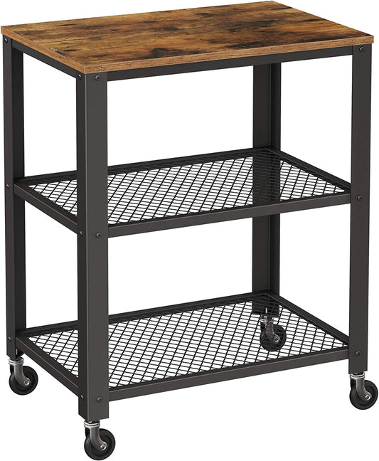 NEW! Serving Cart Trolley Industrial Kitchen Rolling Utility Cart, Heavy Duty Rustic