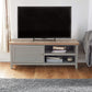 NEW TV Cabinet w/Ash Wood Top up to 50" Entertainment Unit w/Cupboard & 2 Open Storage Shelves