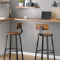 Set of 2 Tall Bar Stools Chairs with Backrest, Steel Frame Rustic Brown 73cm