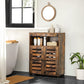 Bathroom Cabinet, Storage Cupboard Rustic Chic Style with Louvred Doors Adjustable Shelf