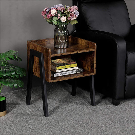 NEW Side Table Industrial Nightstand Stackable End Table with Open Front Storage