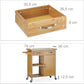💥FREE SHIPPING💥 Wooden Kitchen Cart, Bamboo, 4 Wheels, Marble Tabletop, with Drawer, Natural