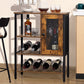 Wine Bar Cabinet Table with Wine Rack & Glass Holder, Industrial Wood Coffee Bar