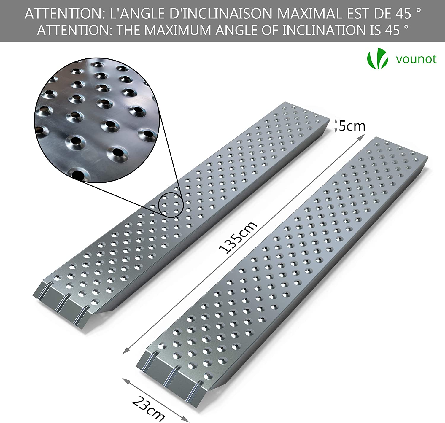 VOUNOT Loading Ramps, 2 Steel Ramps Heavy Duty For Van, Lawnmower