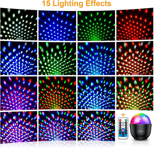 Disco Lights 360 Sound Disco Ball + Remote & USB Cable Party Lights Birthday Xmas