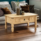 Corona Coffee Table With Drawer, Made from Distressed Waxed Pine, Solid Wood