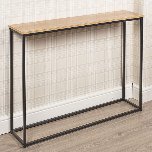 NEW  Wooden Hallway Console Table with Metal Legs (Oak)