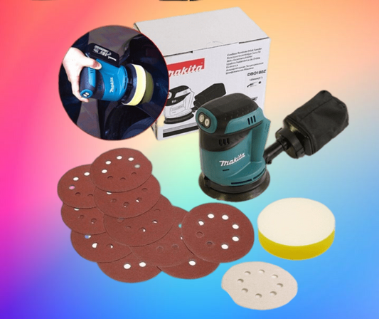 Makita DBO180Z 18v LXT Random Orbital Polisher Sander 125mm + 10 Sheets + Pad