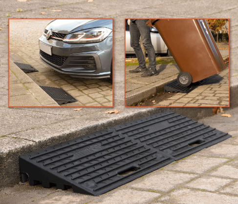 4 Set Rubber Kerb Ramps 4 Inch Heavy Duty Mobility Threshold Ramps