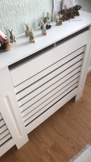 Radiator Cover Cabinet Natural White Traditional Wood Board Horizontal Cabinet