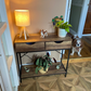 2 Drawer Console Table Black Metal Frame & Wooden Drawers and Shelf Furniture