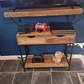 2 Drawer Console Table Black Metal Frame & Wooden Drawers and Shelf Furniture