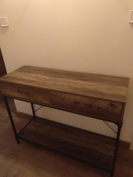 Console Table, 2 Drawers with Handles and Storage Shelf Side Table