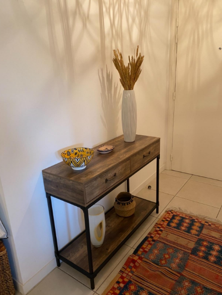 Console Table, 2 Drawers with Handles and Storage Shelf Side Table