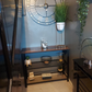 Industrial Console Table, Narrow Side Table, Rustic Brown Hallway Sofa Table with 2 Mesh Shelves