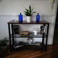 Industrial Console Table, Narrow Side Table, Rustic Brown Hallway Sofa Table with 2 Mesh Shelves