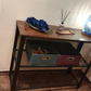 Industrial Console Table, Narrow Side Table, Rustic Brown Hallway Sofa Table with 2 Mesh Shelves