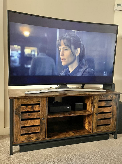 TV Stand Console Unit with Shelves, Cabinet with Storage, Rustic Brown