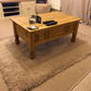 Corona Coffee Table With Drawer, Made from Distressed Waxed Pine, Solid Wood