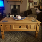 Corona Coffee Table With Drawer, Made from Distressed Waxed Pine, Solid Wood