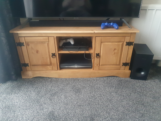 Corona TV Stand 2 Door Flat Screen Unit Television Cabinet Solid Mexican Pine Wood