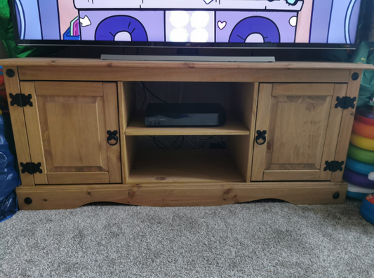 Corona TV Stand 2 Door Flat Screen Unit Television Cabinet Solid Mexican Pine Wood