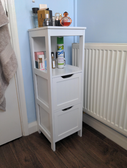 Bathroom Floor Cabinet with 2 Drawers, Modern Wooden Storage Unit, White