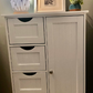 Bathroom Floor Storage Cabinet, Wooden Storage Unit with 4 Drawers, White