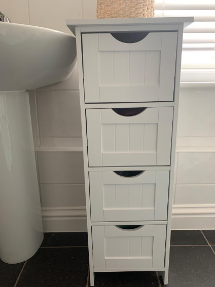 Bathroom Cabinet with 4 Drawers, White