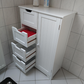Bathroom Storage Cabinet w/ 4 Drawers 1 Door Adjustable Partition Wooden Modern Style White