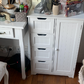 Bathroom Storage Cabinet w/ 4 Drawers 1 Door Adjustable Partition Wooden Modern Style White