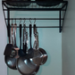 Pot Pan Rack Wall Mounted  for Kitchen Hanging with 10 Hooks, Stainless Steel, Matte Black
