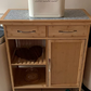 💥FREE SHIPPING💥 Wooden Kitchen Cart, Bamboo, 4 Wheels, Marble Tabletop, with Drawer, Natural