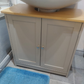 💥SALE💥Grey Under Sink Pedestal Cabinet Cupboard Bathroom Storage Unit with 2 Doors