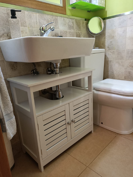 Under Sink Storage Bathroom Cabinet Cupboards Basin Unit with Extra Storage Shelf White