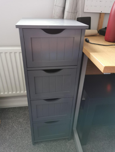 Bathroom Floor Storage Cabinet, Free-Standing Storage Unit Cupboard with 4 Drawers, Grey