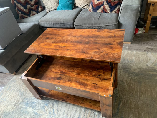 Lift Top Coffee Table, Wood Lifting Coffee Table Tea Table with Storage Shelf