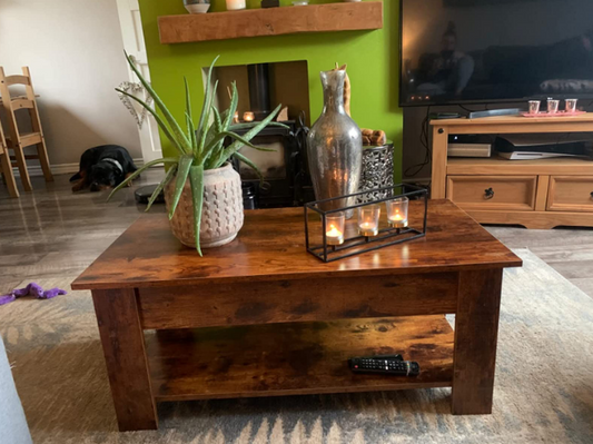 Lift Top Coffee Table, Wood Lifting Coffee Table Tea Table with Storage Shelf