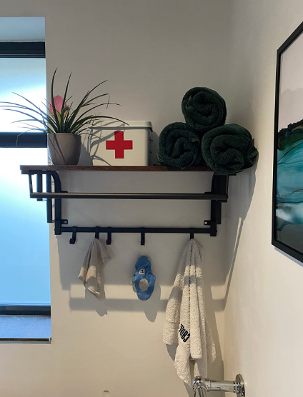 Rack Wall-Mounted with 5 Hook, Hanging Rail, Versatile for Entryway