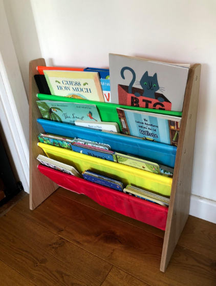 4 Pockets Children's Colorful Sling Storage Bookshelf – Easy Access Wooden Book Storage Rack