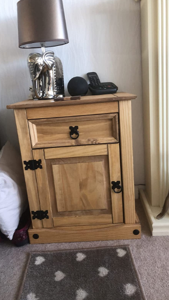 Corona Bedside Cabinet, 1 Drawer 1 Door, Solid Pine Wood