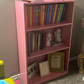3-Tier Adjustable Shelf Bookcase, Pink/White/Black