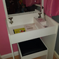 Dressing Table Set Padded Stool Dresser with Flip-up Mirror Multi-purpose