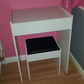 Dressing Table Set Padded Stool Dresser with Flip-up Mirror Multi-purpose