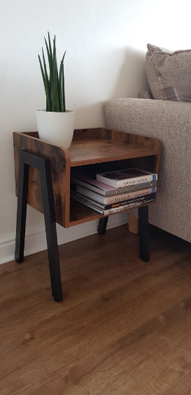 Stackable Side Table with Open Compartment, Nightstand, End Table, Rustic Brown